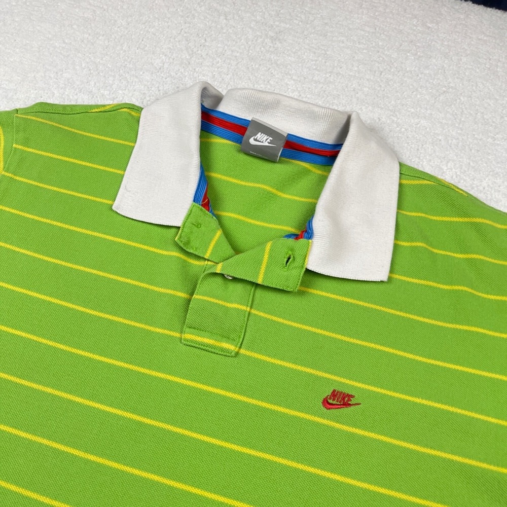 Nike Shirt Women's XL Green‎ Polo Tennis Striped Vintage